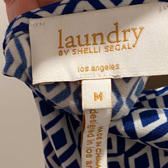 Laundry by Shelli Segal Blue White Cowl Neck Sleeveless Top - ‎ M - Picture 8 of 9